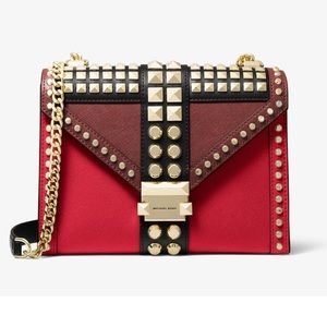 Michael Kors Whitney Large Studded Tri-Color Saffiano Shoulder Bag